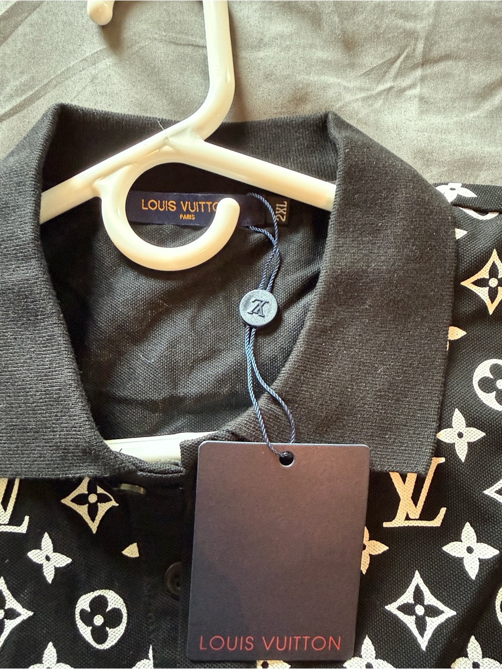 Black Monogram Polo Shirt medium to large - Picture 5 of 5